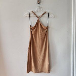 Forever 21 Crisscross Neckline Camel Knit Mini Dress Size M